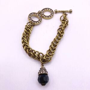 Heidi Daus Bracelet Black Crystal Charm Toggle Closure